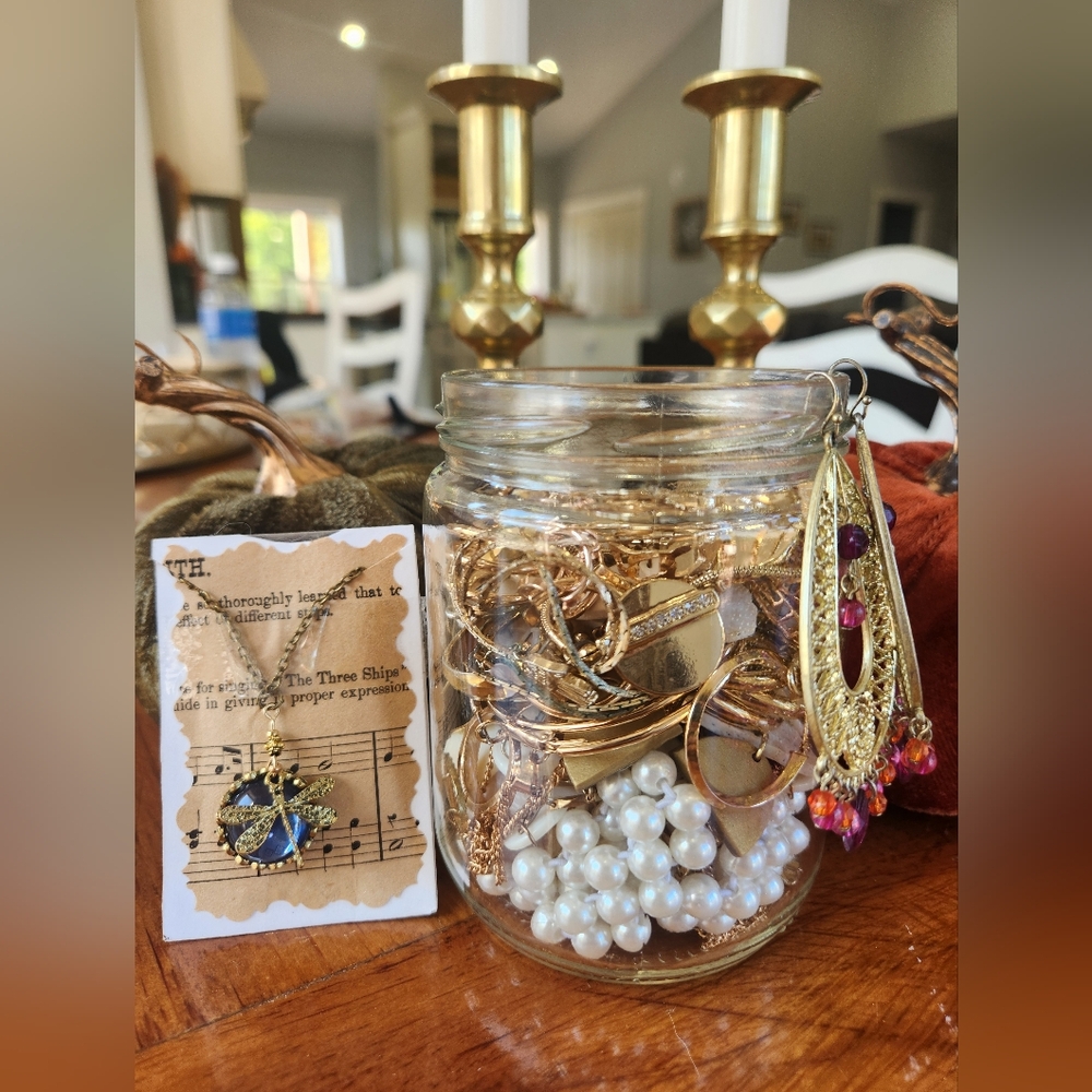 Mystery Jewelry Jar - Gold Tones